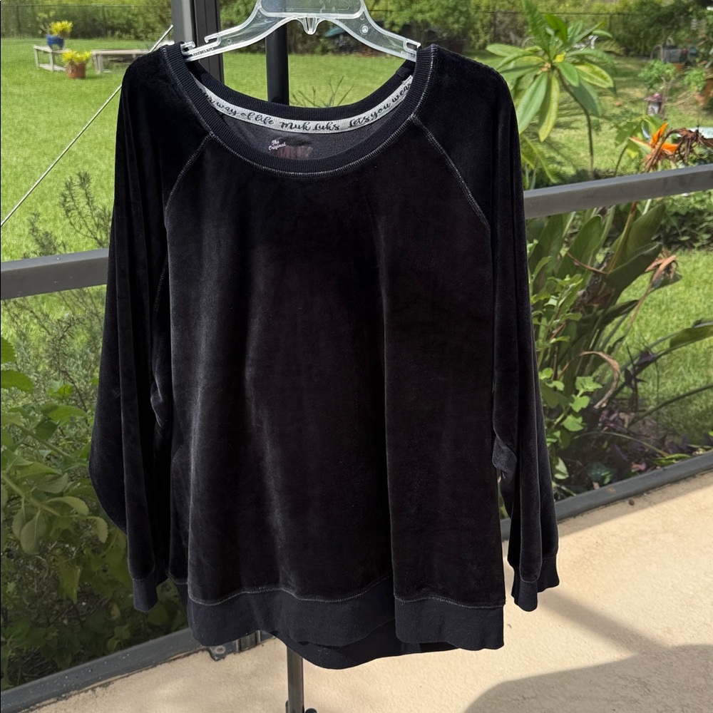 Muk Luks 3X black Velour Pullover Sweatshirt